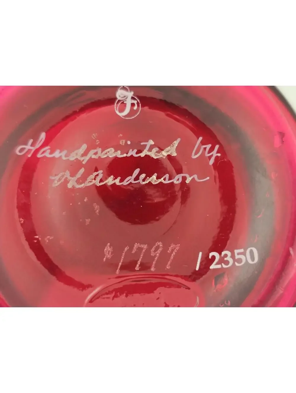Vintage Fenton Cranberry Mary Gregory Vase Signed LE Girl Scene Original Sticker